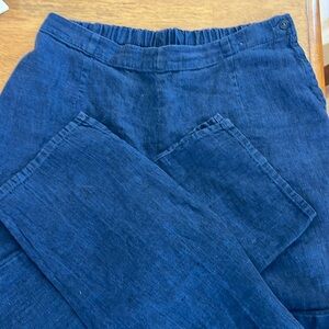Flax Designs Linen Womens Pants Size Small (Medium) Navy Blue elastic waist NWOT